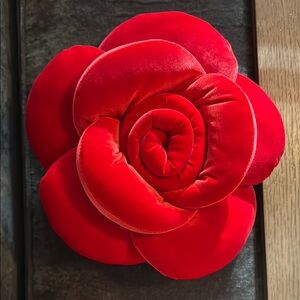 Chic Red Velvet Rose Cushion